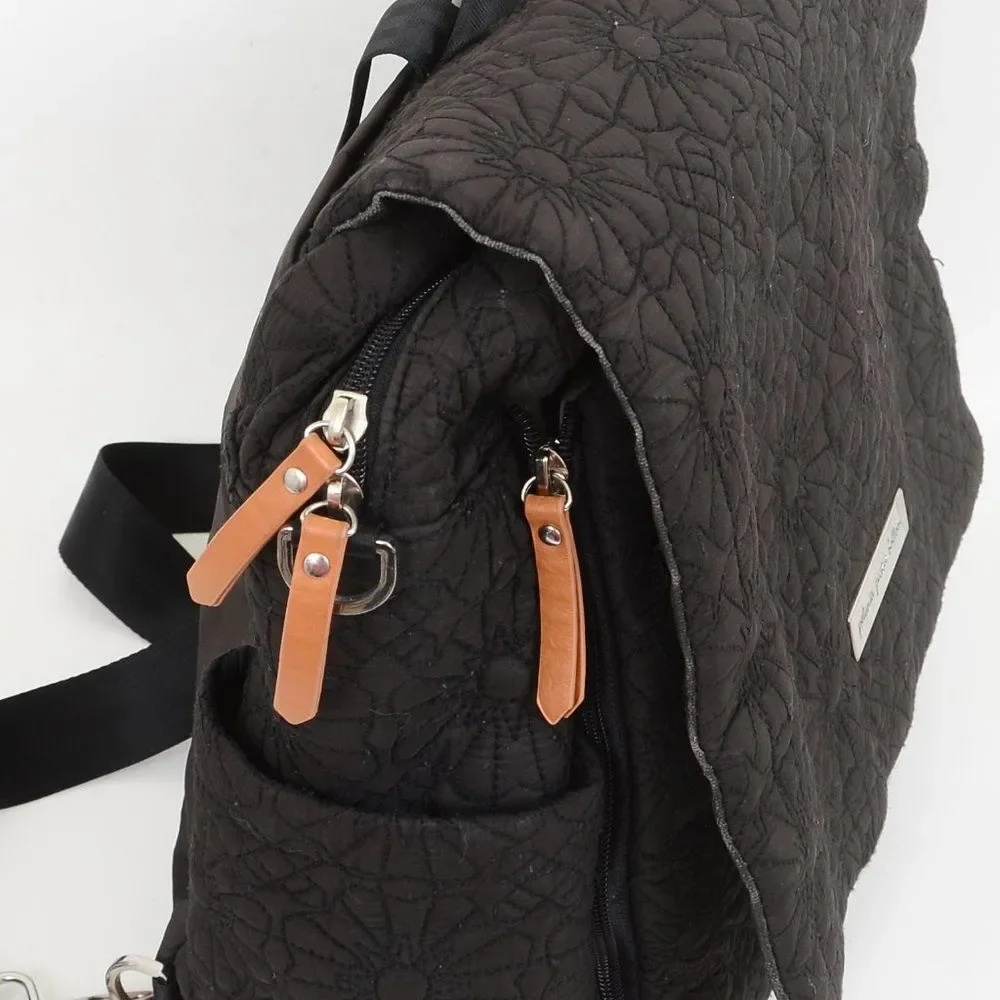 Petunia Pickle Bottom Black Embroidered Diaper Bag